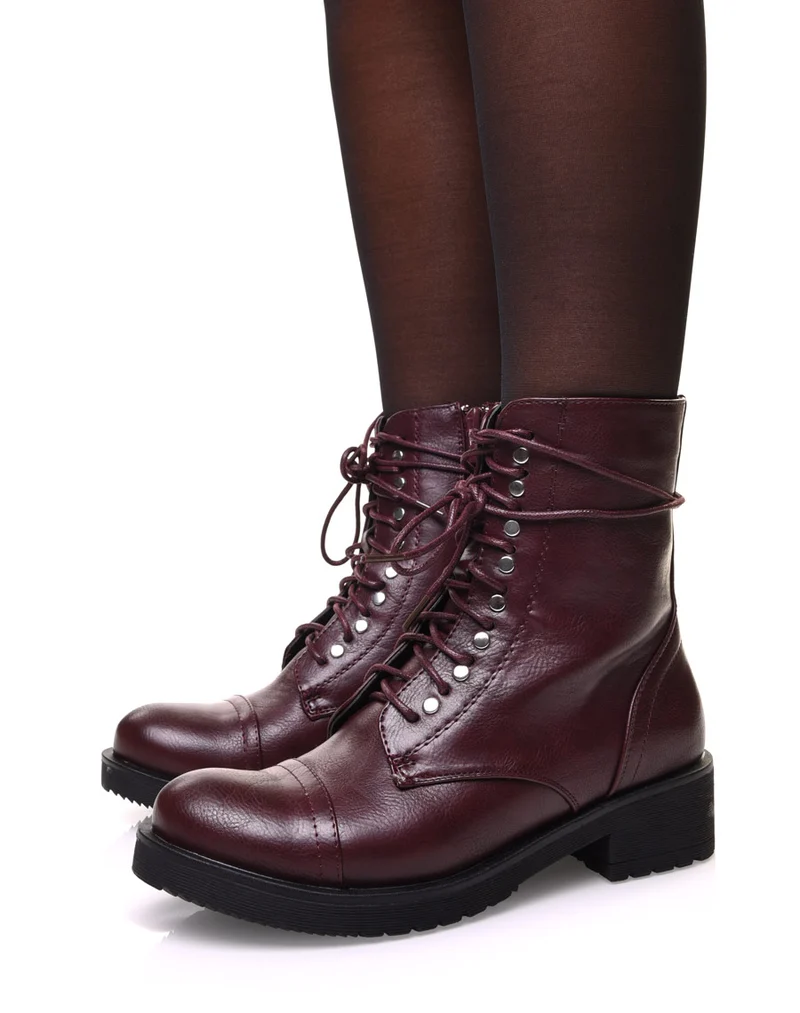Bottines bordeaux à lacets