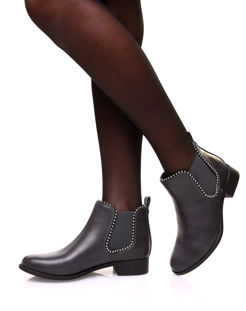 Chelsea boots grises à perles