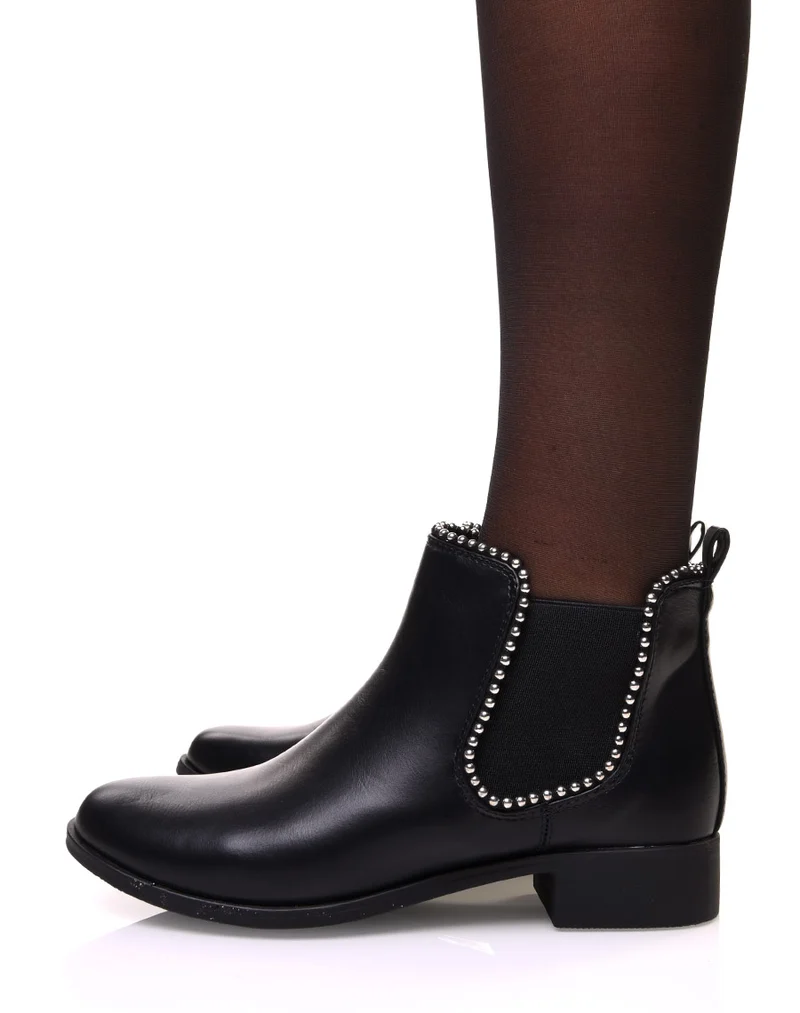 Chelsea boots noires à perles
