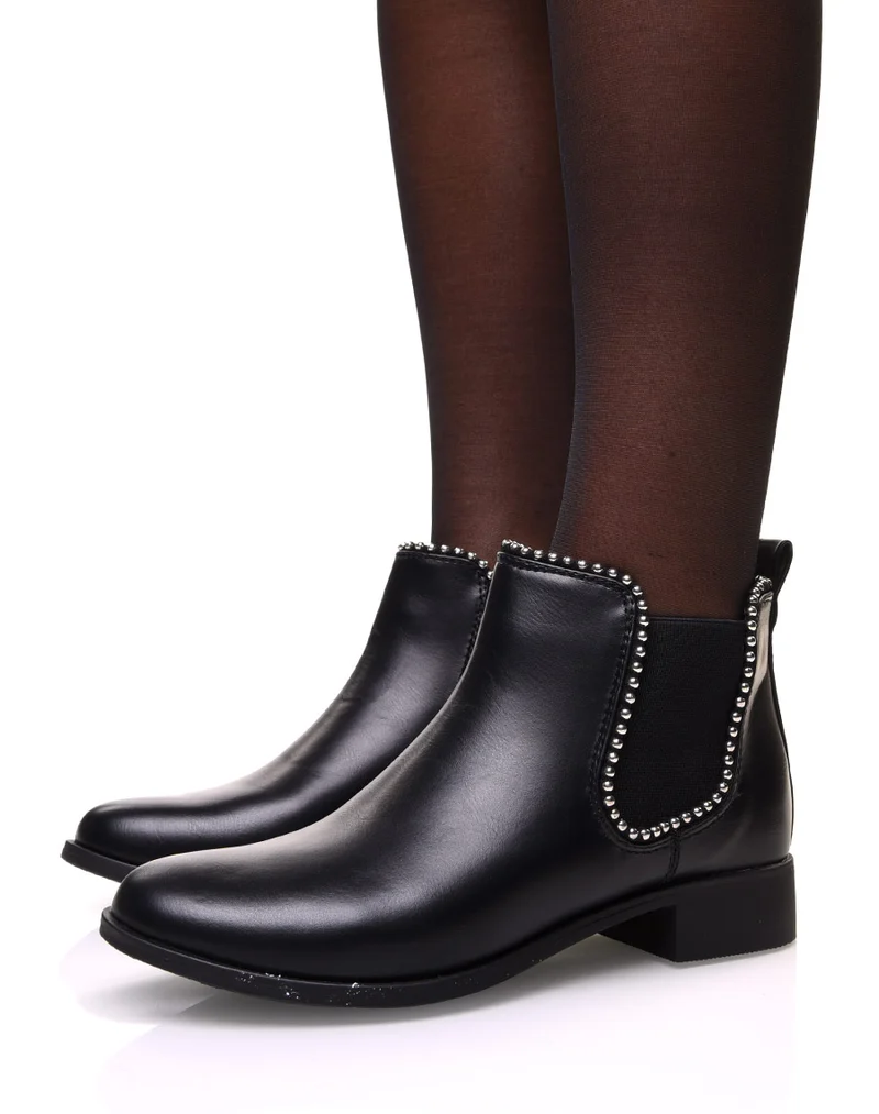 Chelsea boots noires à perles