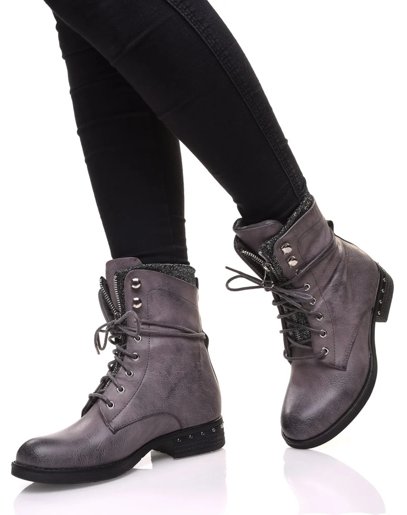 Chaussures montantes à lacets grises