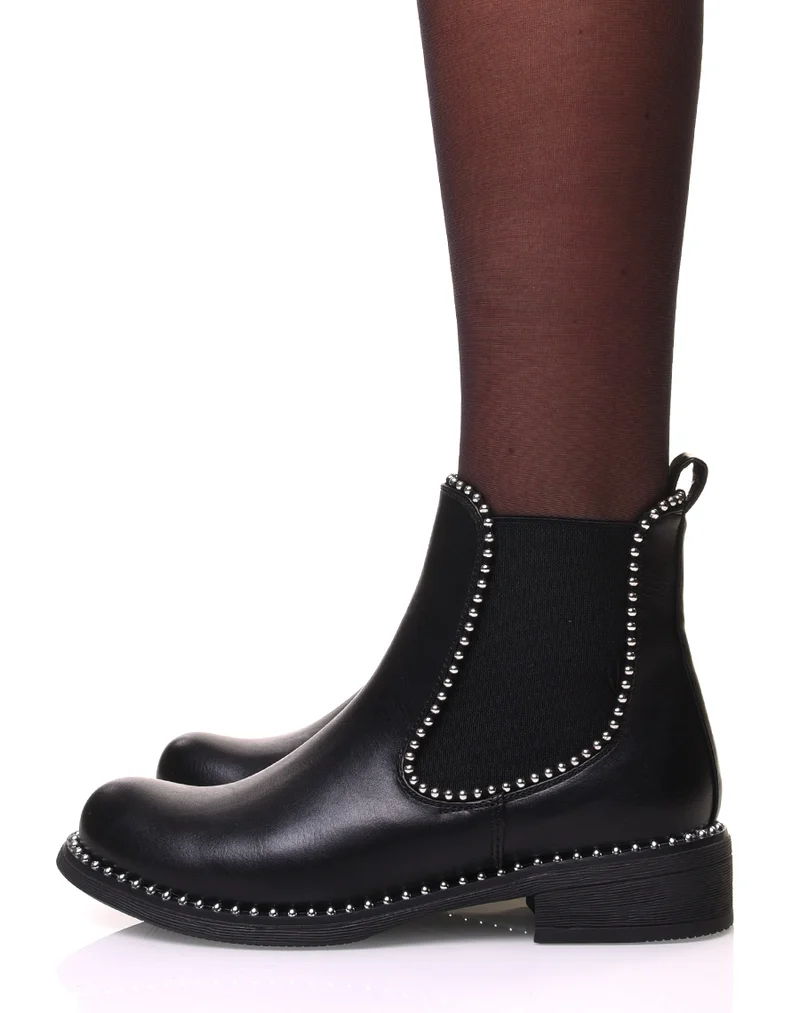 Chelsea boots noir effet cuir à clous