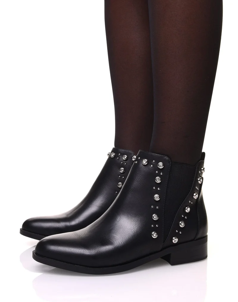 Chelsea boots noires ornées de strass