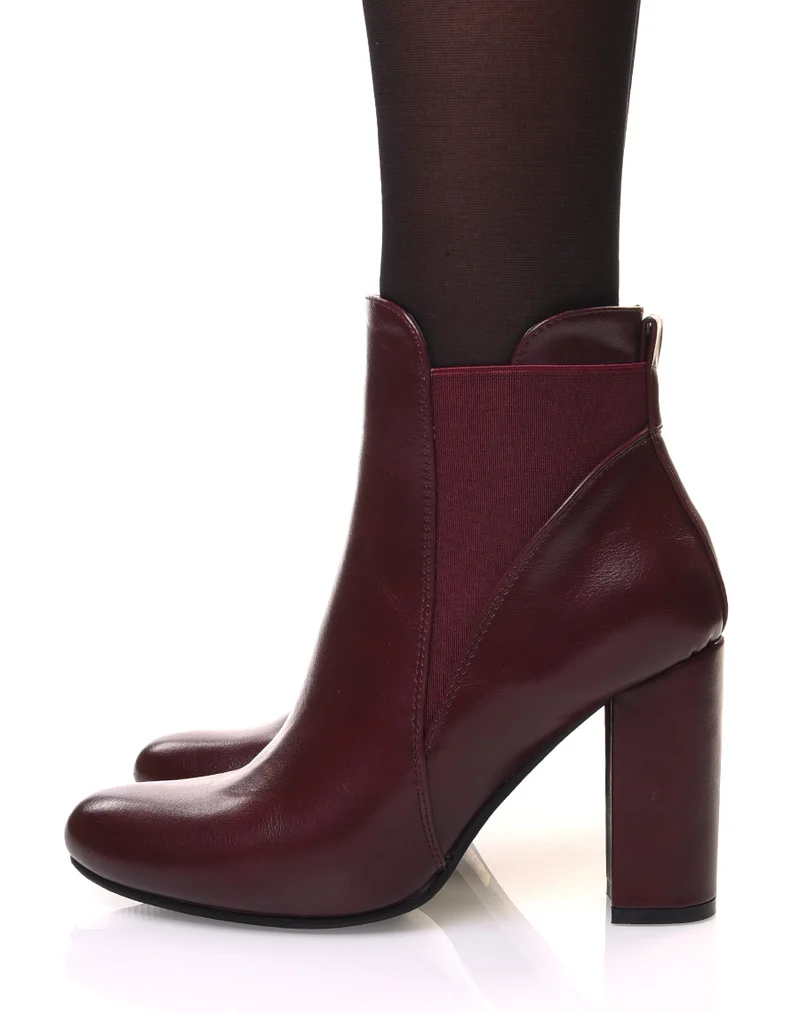 Bottines bordeaux à talon haut