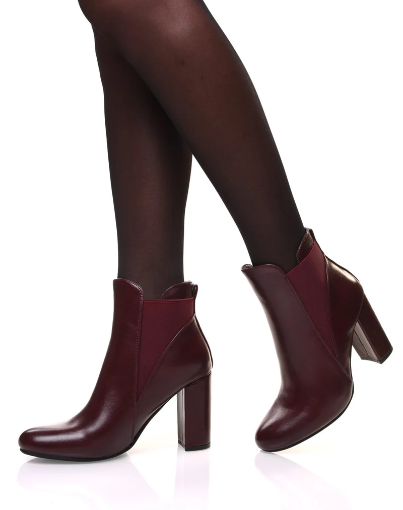 Bottines bordeaux à talon haut
