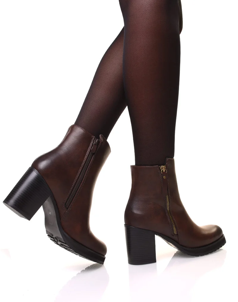 Bottines marron à talons