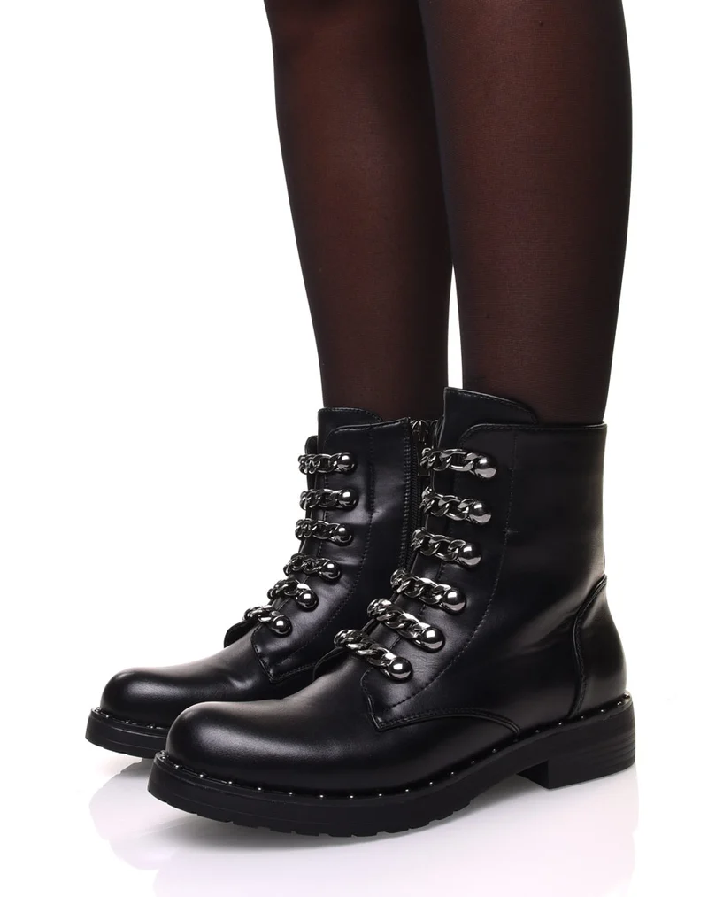 Bottines noires avec chaines