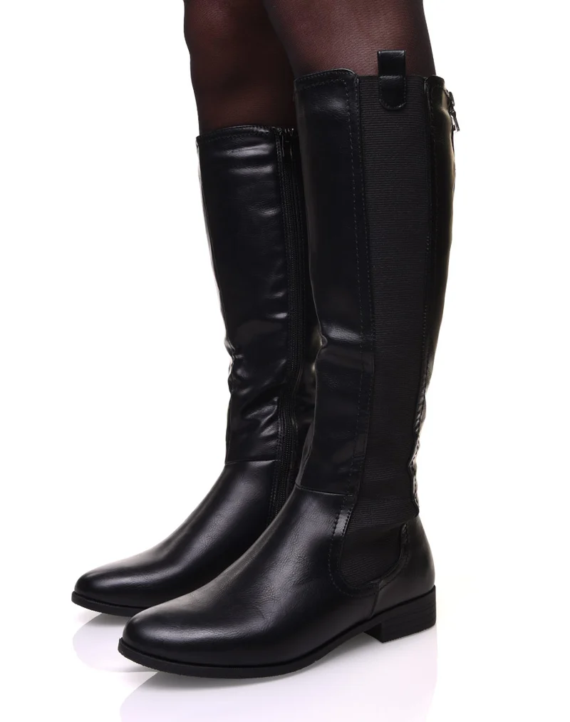 Bottes noir cavalière à petit talon