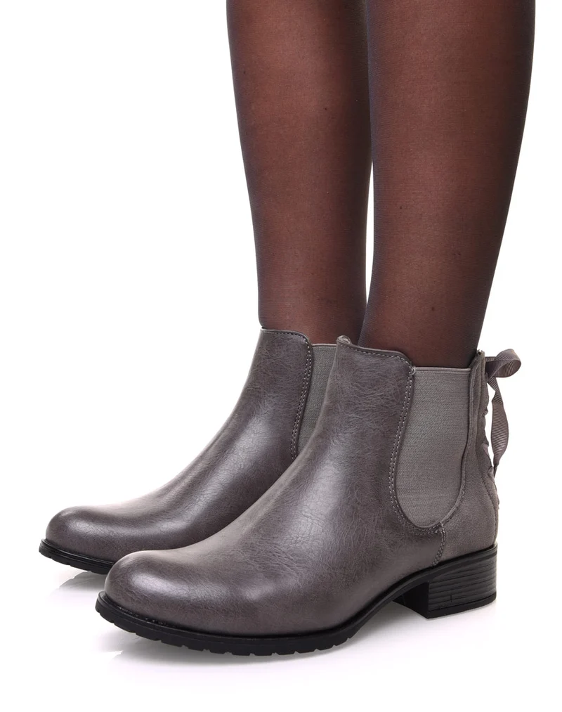 Chelsea boots grises à noeud