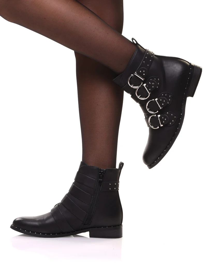 Bottines noires à brides
