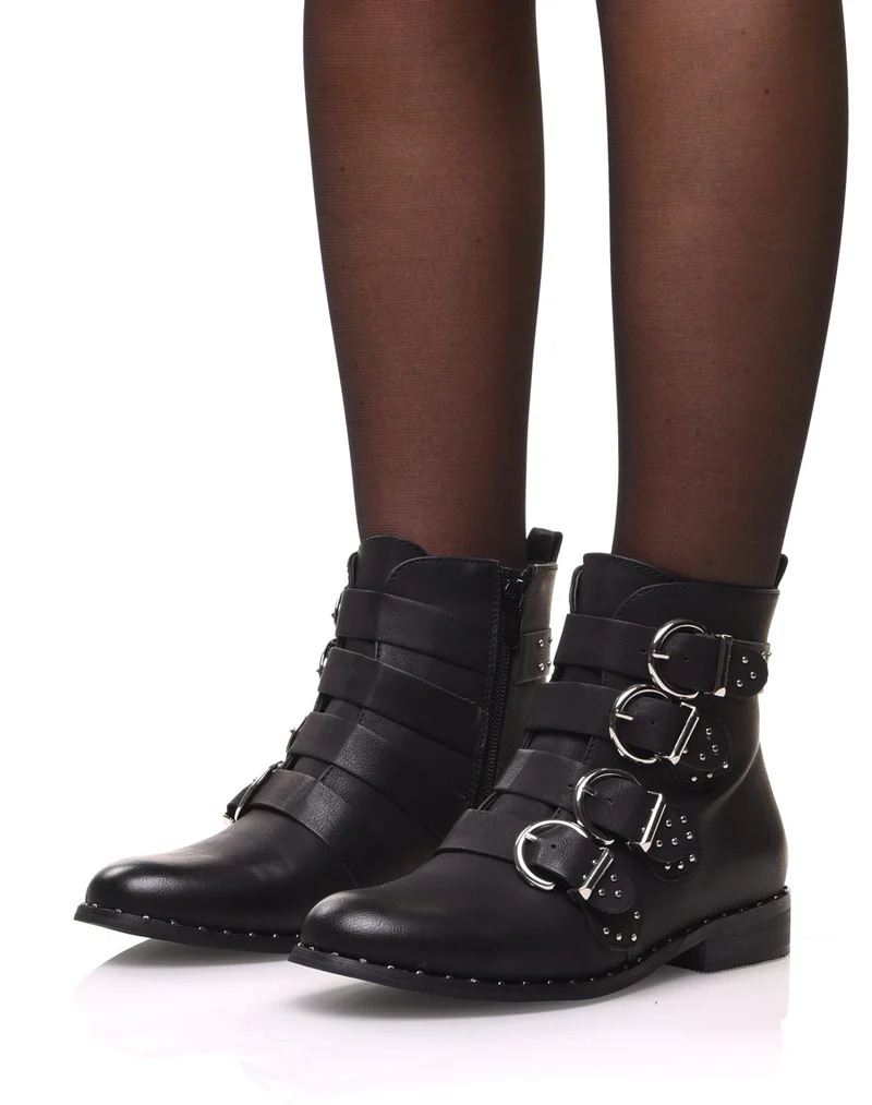 Bottines noires à brides