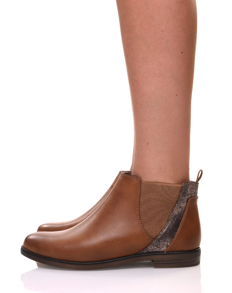 Bottines camel plates métallisées