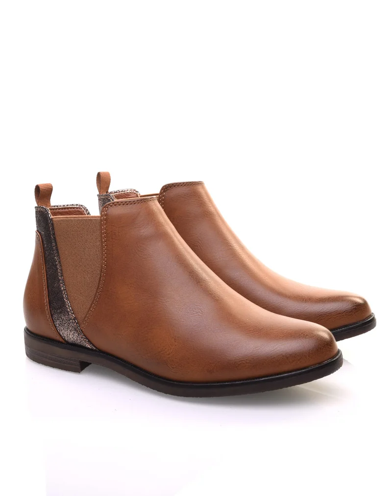Bottines camel plates métallisées