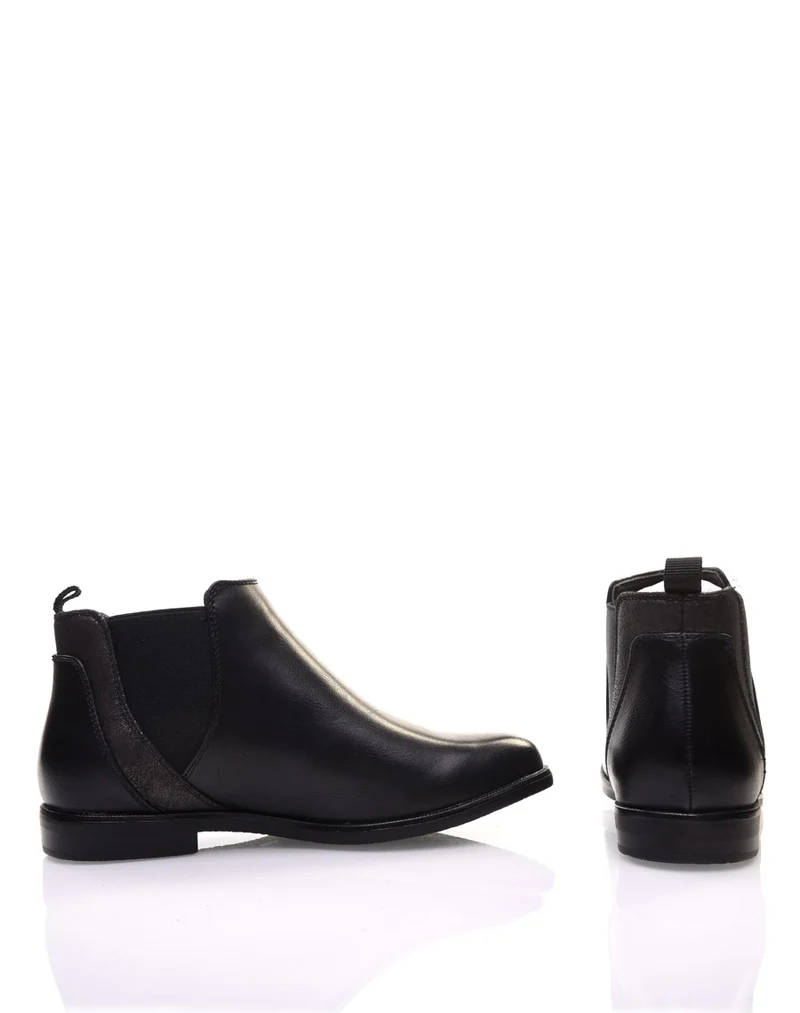 Bottines noires plates métallisées