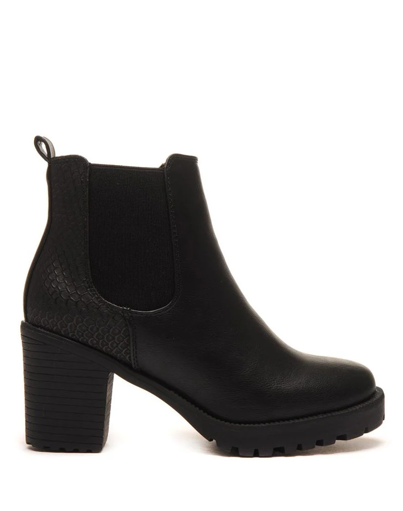 Bottines crantées noires imprimés python