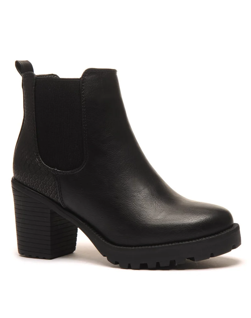 Bottines crantées noires imprimés python