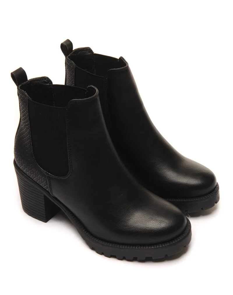 Bottines crantées noires imprimés python