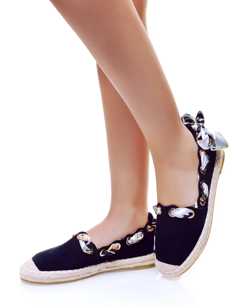 Espadrilles noires à rubans