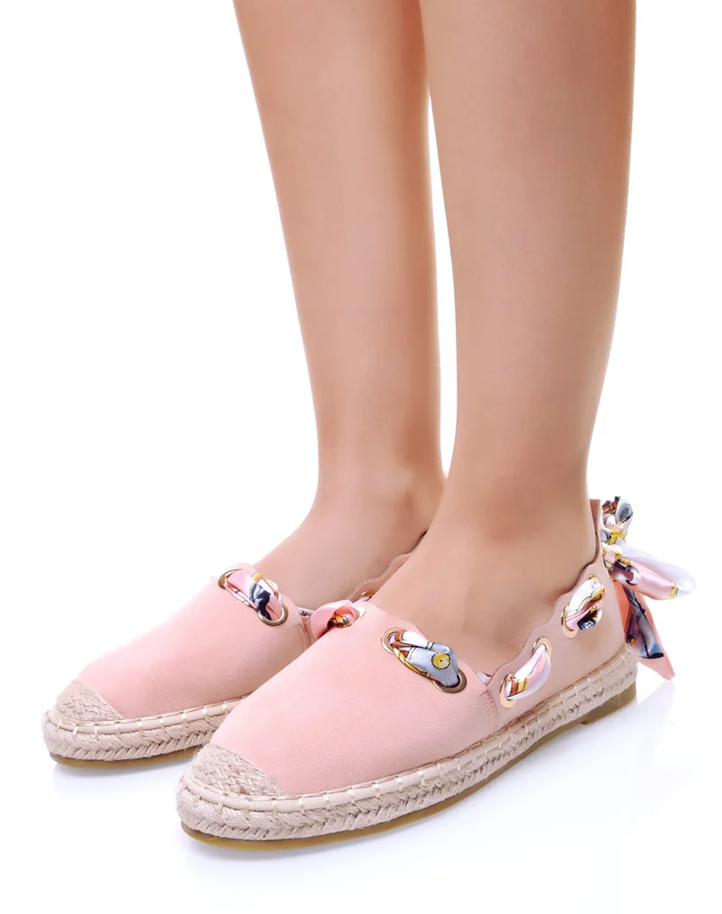 Espadrilles roses à rubans