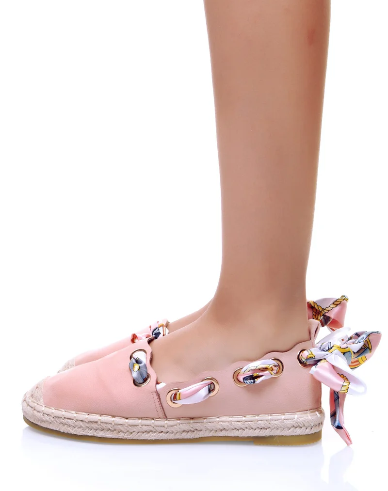Espadrilles roses à rubans