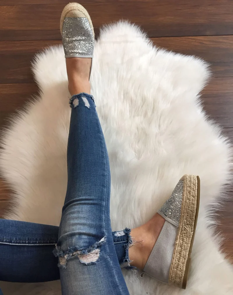 Espadrilles pailletées argent