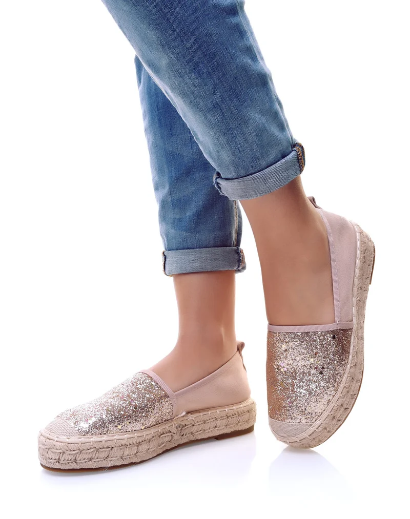 Espadrilles pailletées champagne