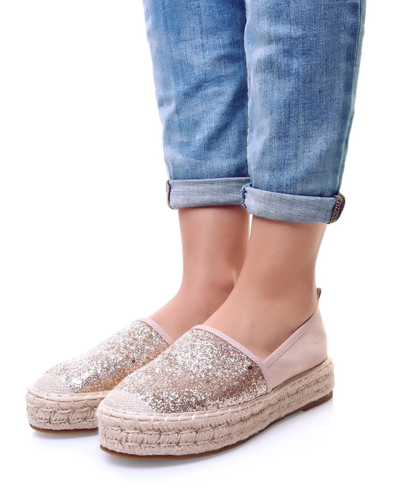 Espadrilles pailletées champagne