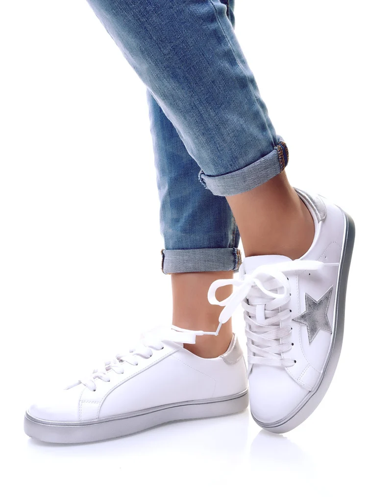 Basket avec étoile à lacets argent