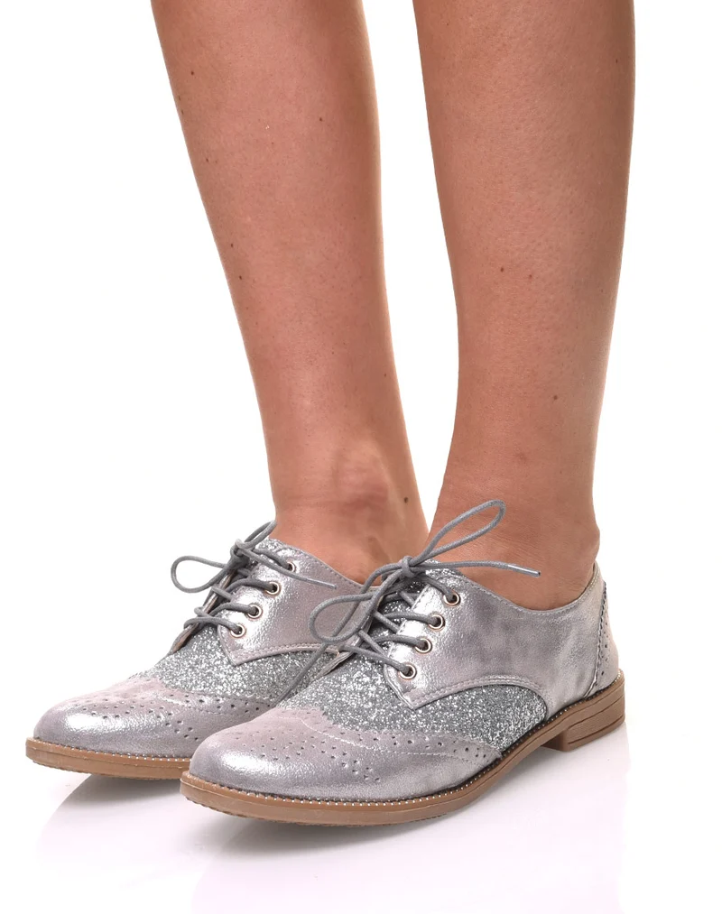 Derbies classique bi matières grises