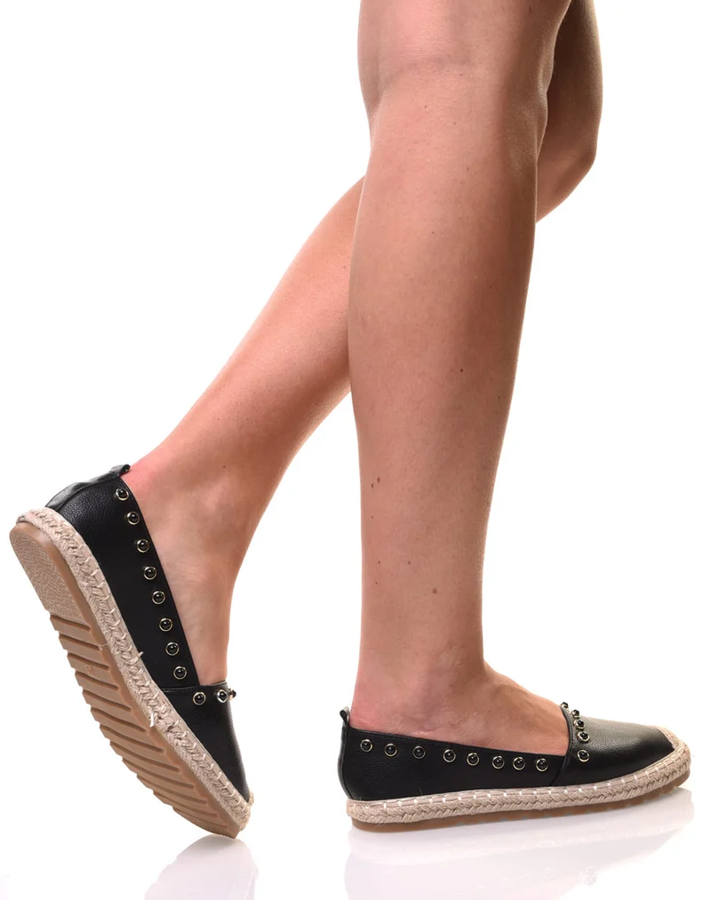 Espadrilles noires ornées de perles