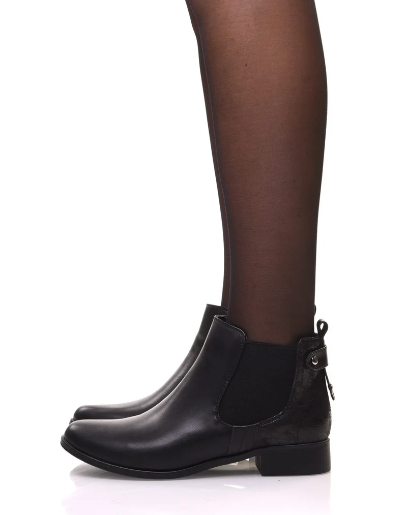 Chelsea boots noirs avec empiècement pailleté