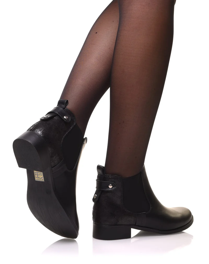 Chelsea boots noirs avec empiècement pailleté