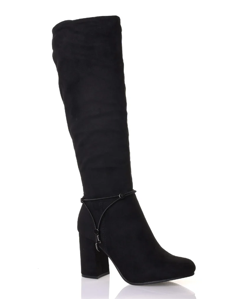 Bottes noires entièrement suédine fourrées