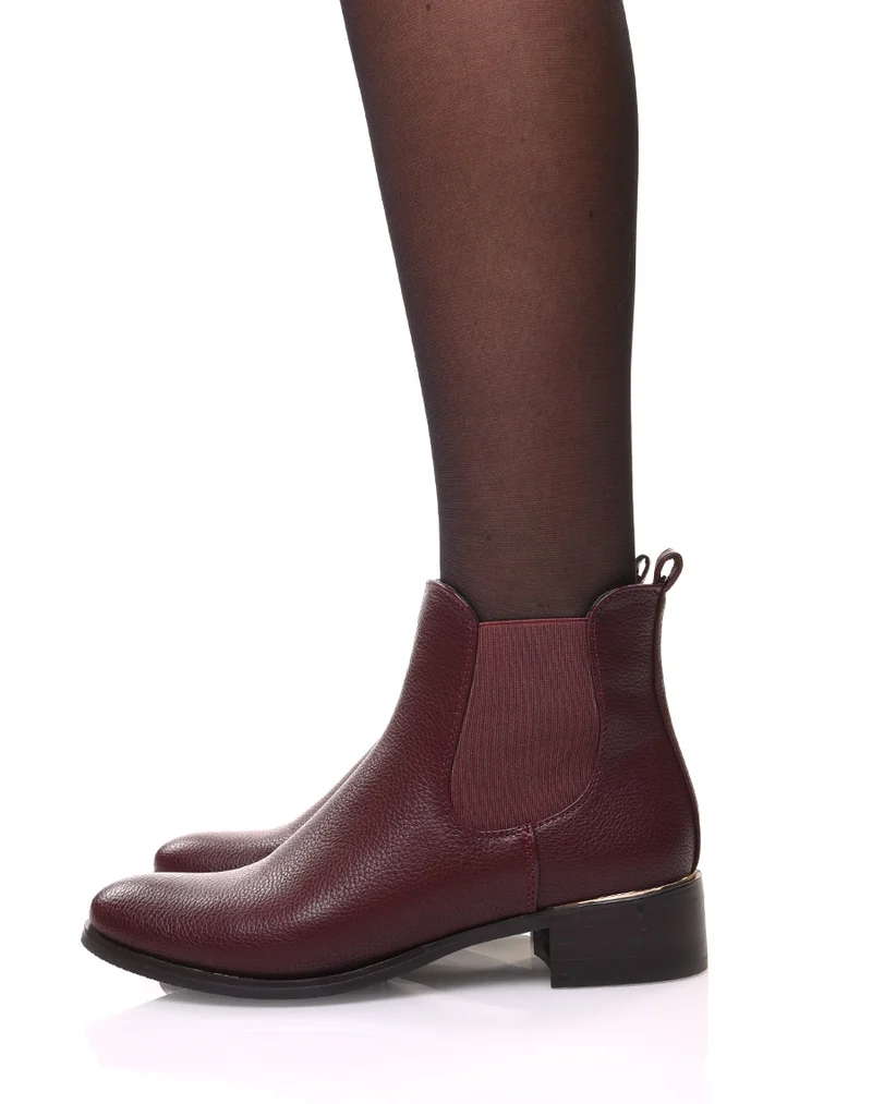 Chelsea boots bordeaux à liseré doré