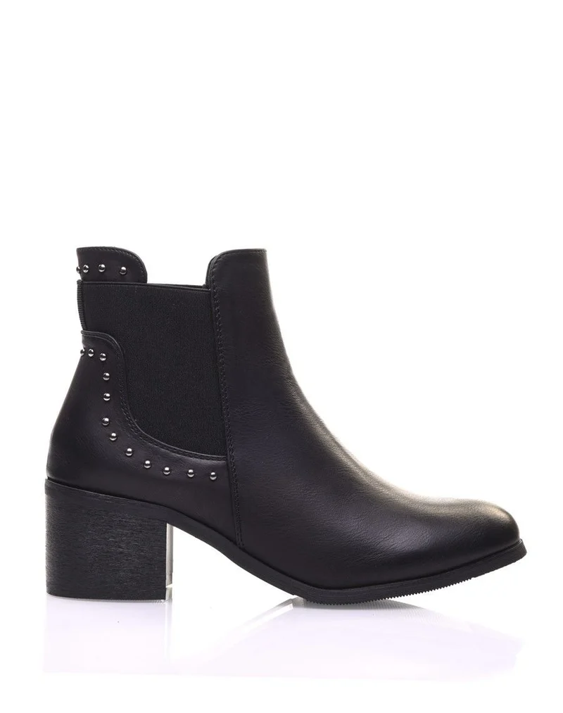 Chelsea boots noires cloutés à petits talons