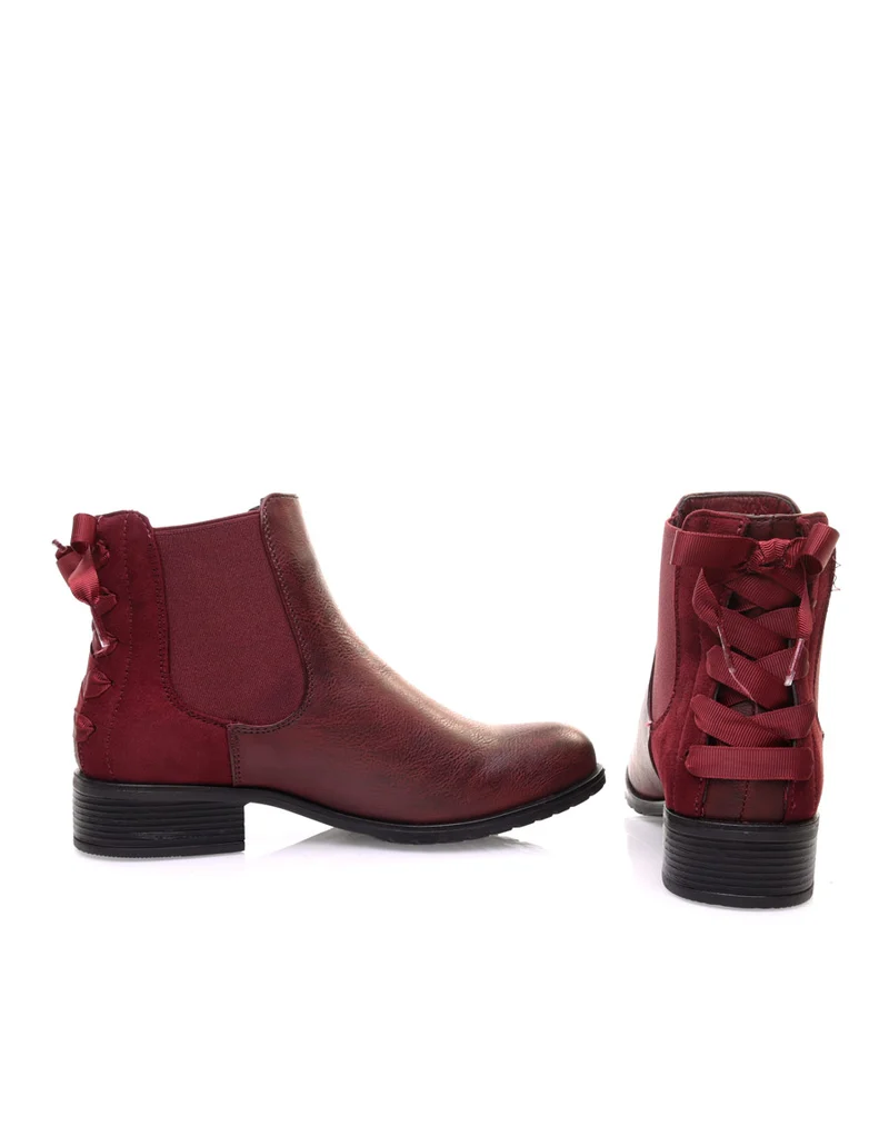 Chelsea boots bordeaux à noeuds