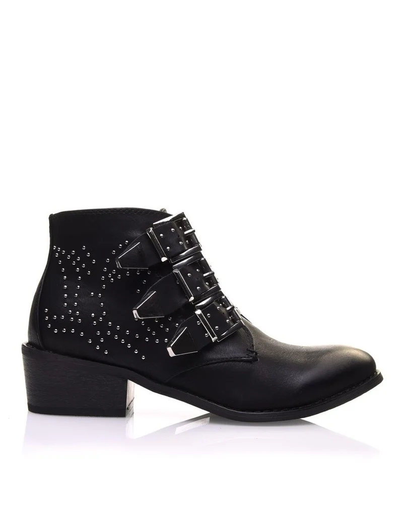 Bottines noires à trois brides