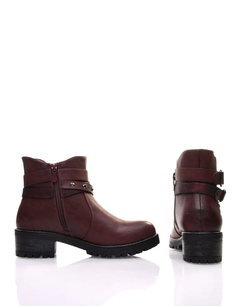 Bottines bordeaux différentes lanières