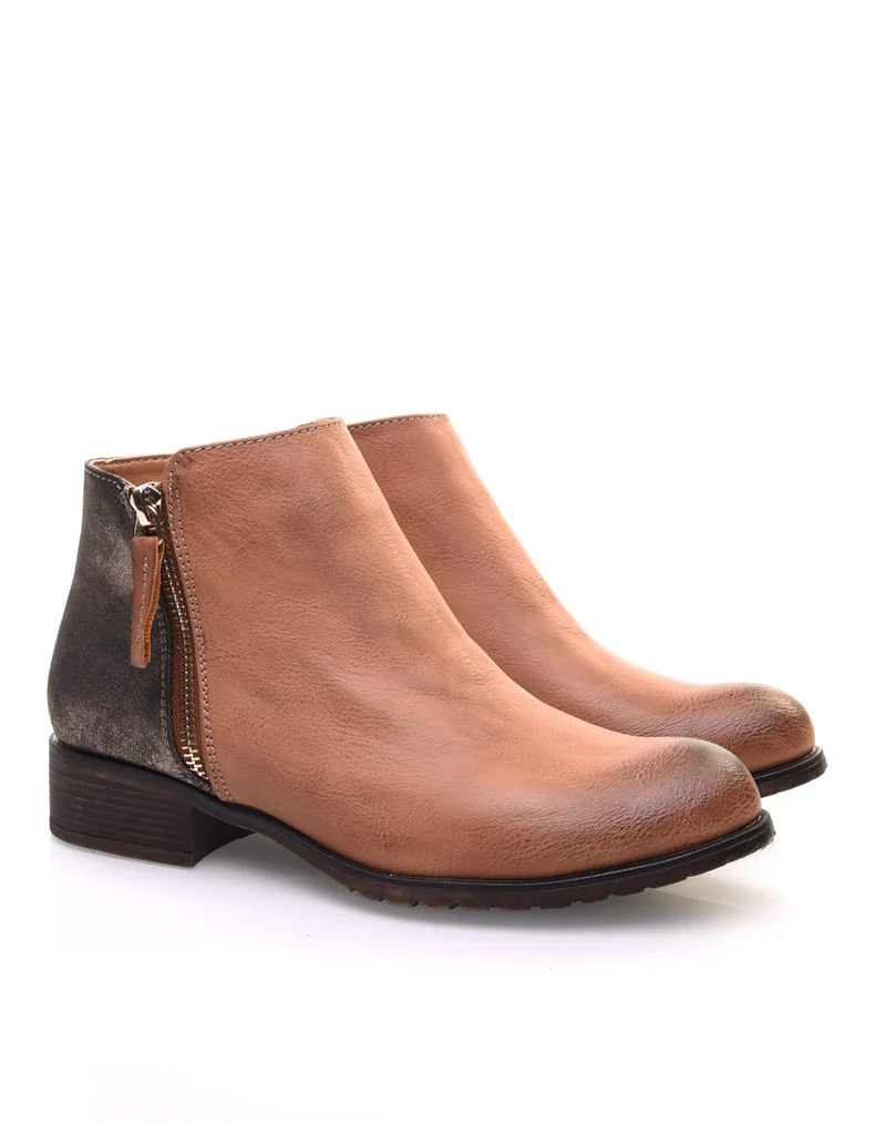 Bottines camel effet pailleté