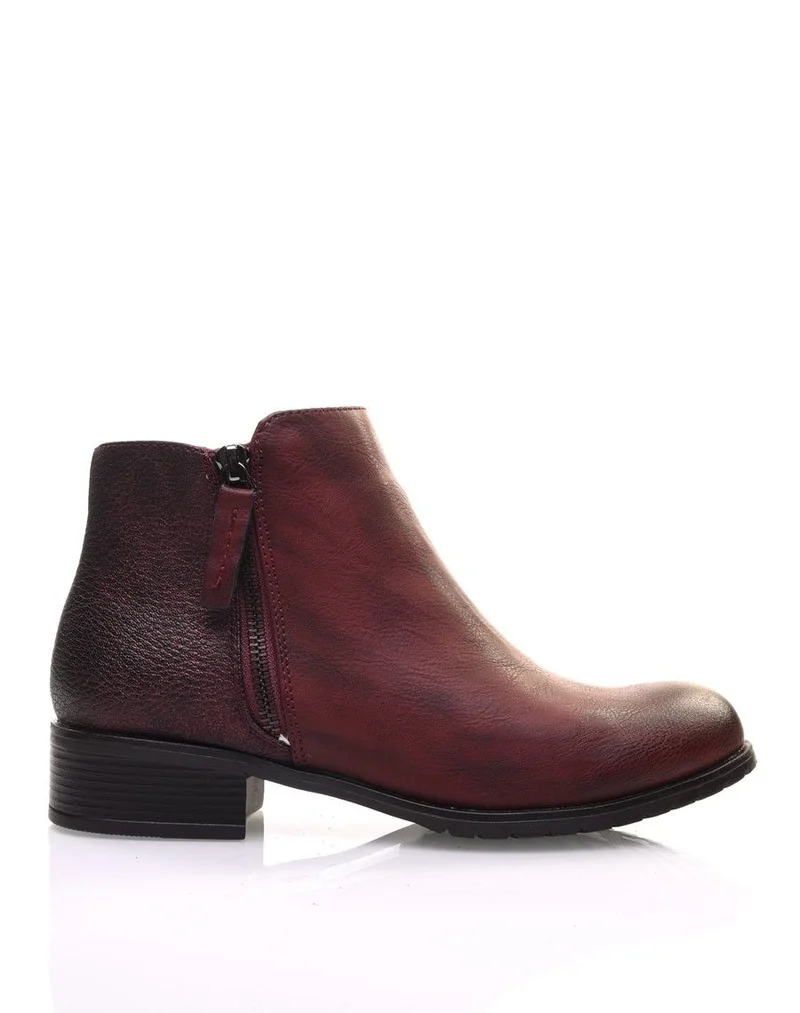 Bottines bordeaux effet pailleté