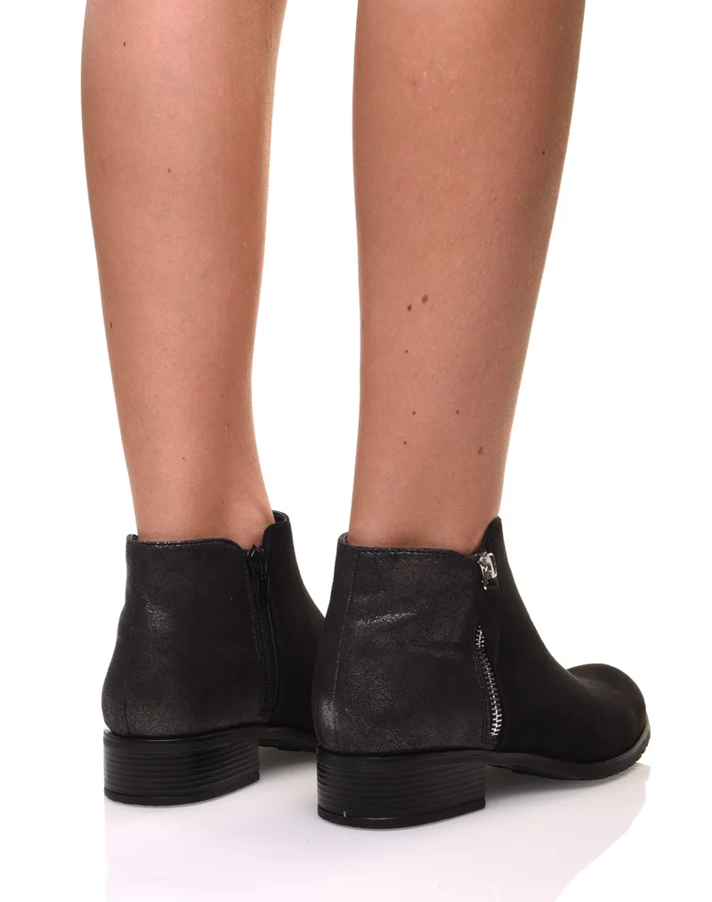 Bottines noires bi-matières