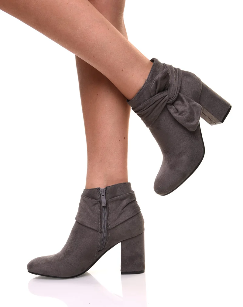 Bottines grises à n?ud