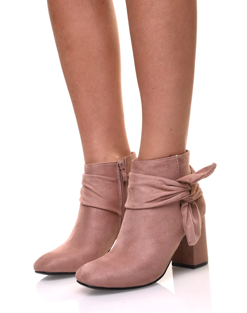 Bottines roses à n?ud
