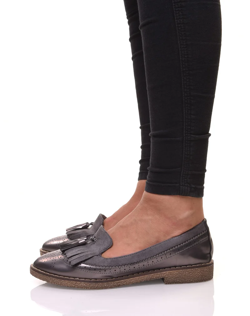 Mocassins ajourés gris