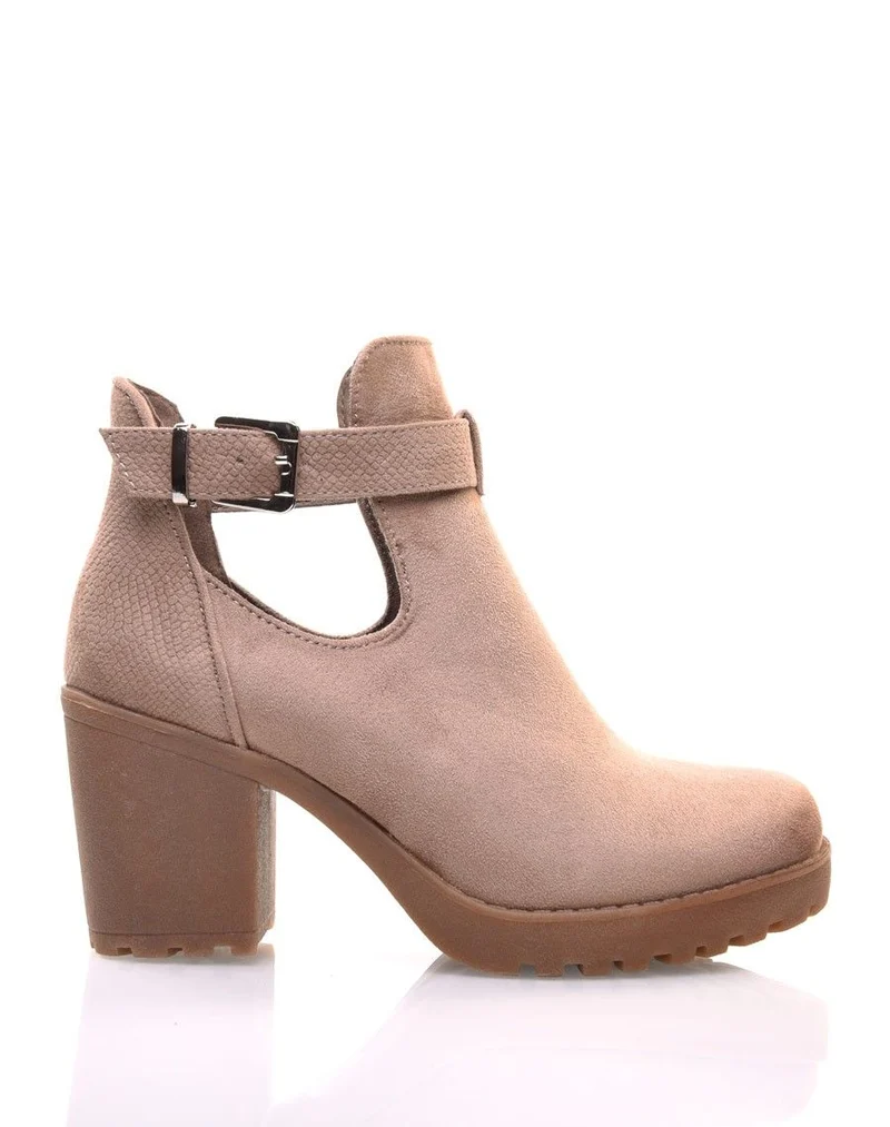 Bottines beiges bi matières