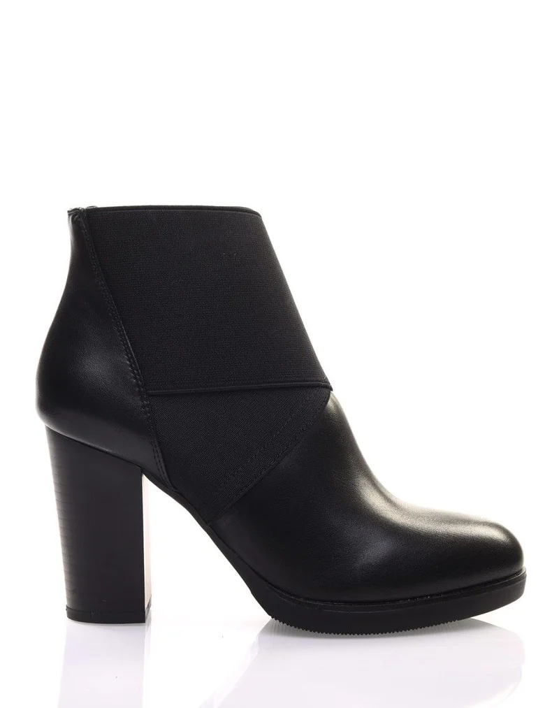 Bottines noires à talons bi matières