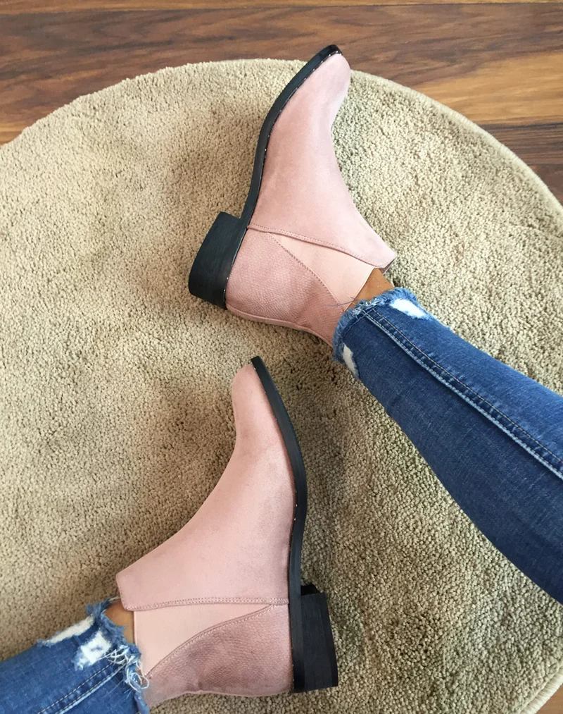 Bottines en suédine rose pale