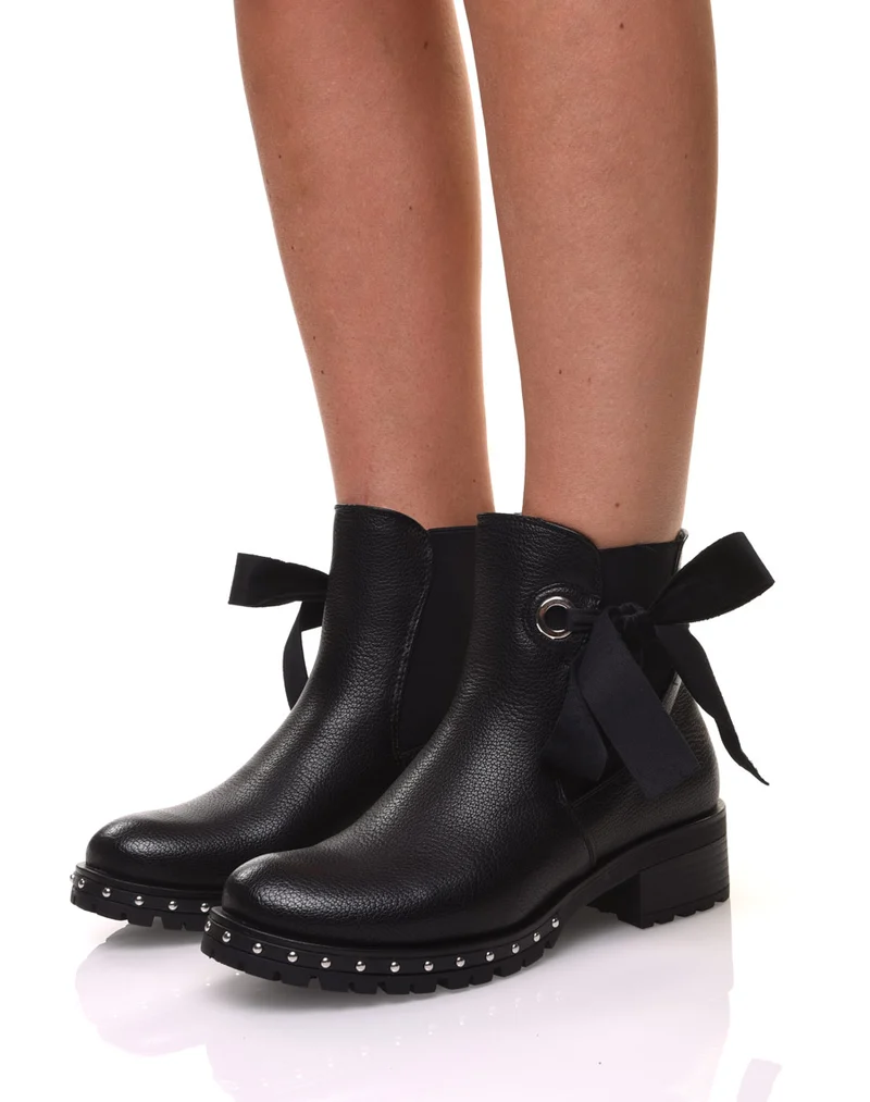 Bottines noires à noeud