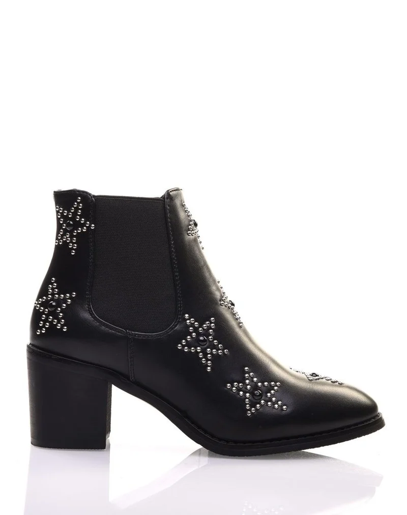 Bottines noires à talons épais