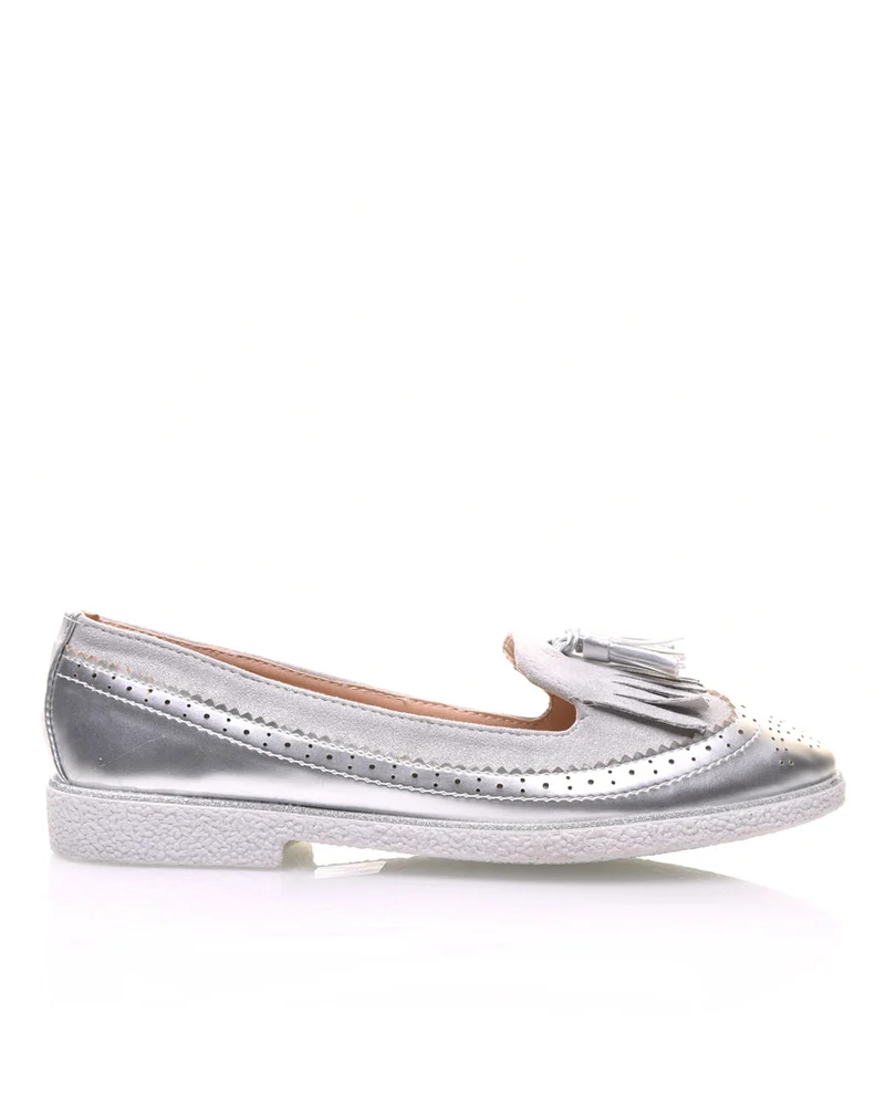 Mocassins gris perforés